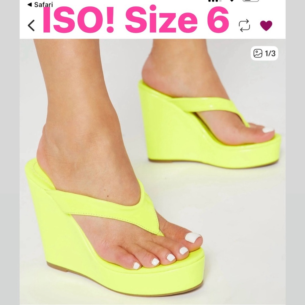 IN SEARCH OF! Size 6 FASHION NOVA Yellow Wedge Sandals
